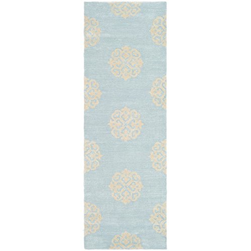 Safavieh Soho Collection SOH724A Handmade Turquoise and Yellow Premium Wool Runner (2'6" x 14')