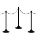 Mr. Chain Plastic Stanchion Kit with 50 Feet of 2-Inch Link Chain and C-Hooks, Black, Pack of 6 (71003-6)