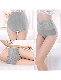 Bragas de cintura alta para dama con control de barriga, ropa interior de algodón sin muffin