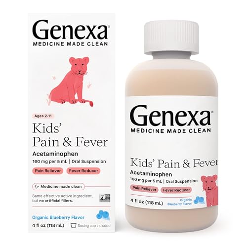 Genexa Kids’ Pain and Fever Reducer Childrens Acetaminophen, Dye Free