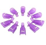 ReNext 10pcs Durable Reusable Plastic Nail Art Polish Soak Off Remover Wrap Cleaner Clip Cap Tool (Purple)