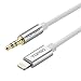 [Support iOS10.3] Lightning to 3.5mm 3Ft Male to Male Aux Stereo Audio Cable, TOPGO Premium Lightning to Aux Cable for iPhone 7 / 7 plus to Headphone, Home / Car Stereo, Speaker and More - Silver