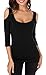 ZJCT Women's Open Cold Shoulder Stretch Long Sleeve Tee Shirt Casual Blouse Tops