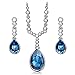 QIANSE Angle Tear Blue Pendant Necklace Dangle Earrings Swarovski Crystals Fashion Jewelry Set for Women, Christmas Gifts Birthday Gifts for Women Girlfriend Wife Mom Daughter Sister