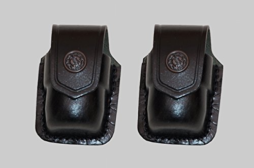 ALS2037 Two Single Leather Speedloader Carrier/Case/Pouch Smith&Wesson Magnum Handmade (Black)