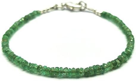 Natural Zambian Emerald 2 mm 7 inch Faceted Beads Free Size Adjustable Bracelet