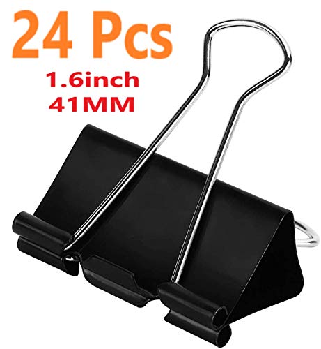 Xzyppci Large Binder Clips 1.6 Inch Big Paper Clamps Clips for Office Supplies, 24 Pcs - Thumbnail 6