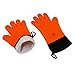 BBQ Grilling Gloves, Heat Resistant Kitchen Silicone Oven Mitts Extra Long Waterproof (Orange)