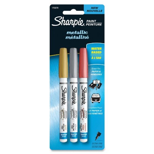 Water-Based Metallic Paint Markers, Assorted, 3/Pk, Sold as 3 Each