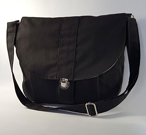 The Newport Messenger Bag in Black with Butterflies &amp; Birdcages Print Liner
