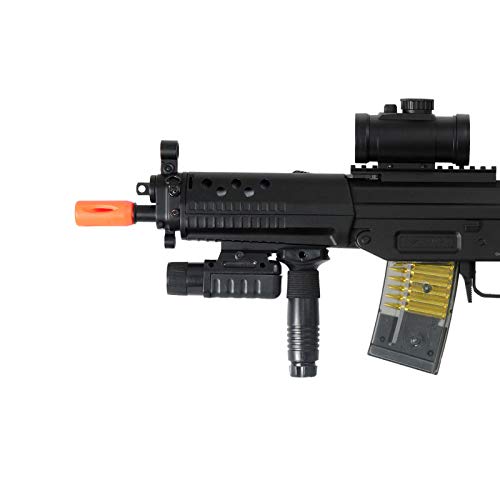 Double Eagle A&N M85P Airsoft Gun AEG Electric Rifle Great Starter Full & Semi Automatic with 2000 6mm BBS & Spare Magazine/Clip, Full Size, Black