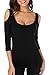 Sarin Mathews Women’s Open Cold Shoulder Slim Fit Sexy Blouse Stretch Tank Tops Black M