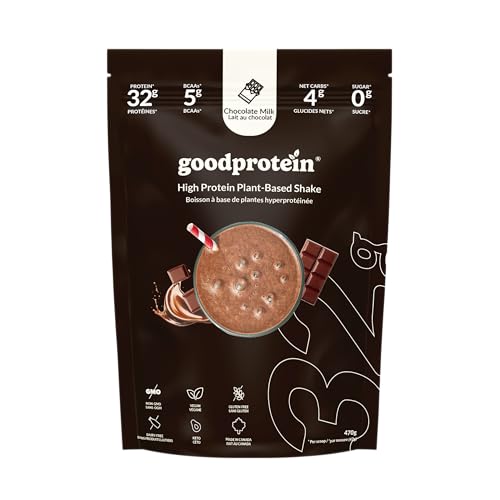 Good Protein – 32g Protein, Vegan High Protein Powder, 100% Natural, Non-GMO, Dairy-free, Gluten & Soy Free and No Added Sugar. Plant-Based Protein Shake (Chocolate Milk, 470 g)