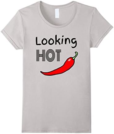 Womens Looking Hot Chilli Sexy Mexican T Shirt Black Text Small Silver