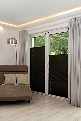 Khome Klemmfix Pleated Blind, Polyester, Black, B90 x H210 cm