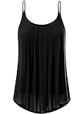 OURS Women's Spaghetti Strap Pleated Chiffon Layered Cami Tank Top Sleeveless Blouse … …