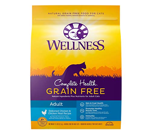 Wellness Natural Pet Food Complete Health Natural Grain Free Deboned Chicken & Chicken Meal Dry Cat Food, 11.5 Pound Bag