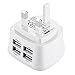 HAWEEL UK Wall Charger 4 USB Port 3 Pin Plug Max 3.1A with ROHS, CE and BS Certificate for iPhone X/ 8/ 8 Plus/ 7/ 7 Plus/ 6/ 6s Plus, iPad, Samsung and other Chargable Devices (UK Plug Type 2)