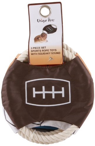 Unique Petz 3-Piece Pet Sports Rope Pet Toys with Squeaker