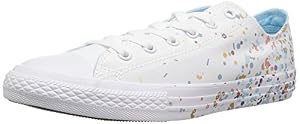 Image of Converse Girls' Chuck Taylor All Star Metallic Foil Low Top Sneaker, Optical White, 3 M US Little Kid