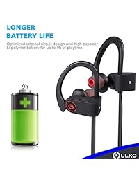 Inalámbrico Deportes Bluetooth auriculares, Ulko mejor Auriculares w Micrófono Estéreo Intraurales impermeable para gimnasio Running Workout 8 Hour Batería de cancelación de ruido auriculares para mujeres hombres