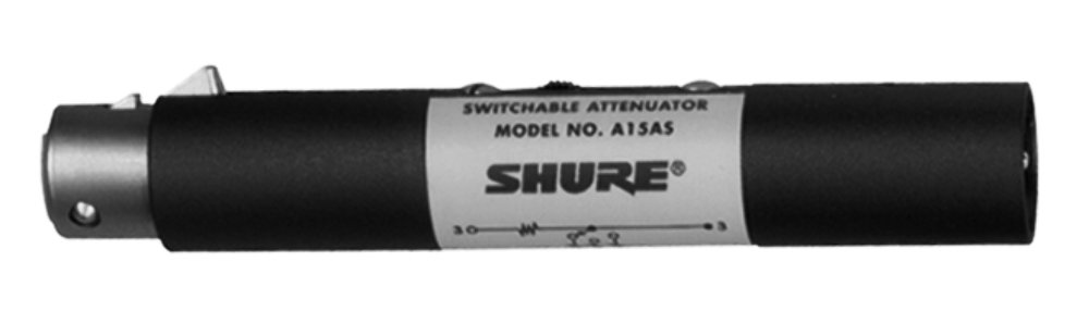 Shure A15AS Switchable Attenuator (15, 20, 25 dB), Passes Phantom Power