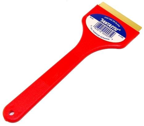 CJ Industries F101 Fantastic Ice Scraper with Brass Blade, Red