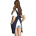 AOBBYBBS Soft Cotton Linen Apron Solid Color Halter Cross Bandage Aprons Japanese Style X Shape Kitchen Cooking Clothes Gift for Women Chef Housewarming (Navy Blue)