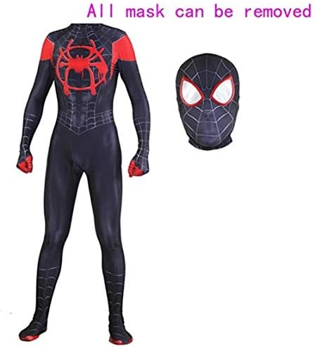 Unisex Lycra Spandex Halloween New into The Spider Verse Miles Morales Cosplay Costumes Adult/Kids 3D Style