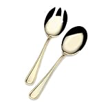 Gourmet Basics by Mikasa 2 Piece Halston Gold-Plated Stainless Steel Salad Serving Set, Silver