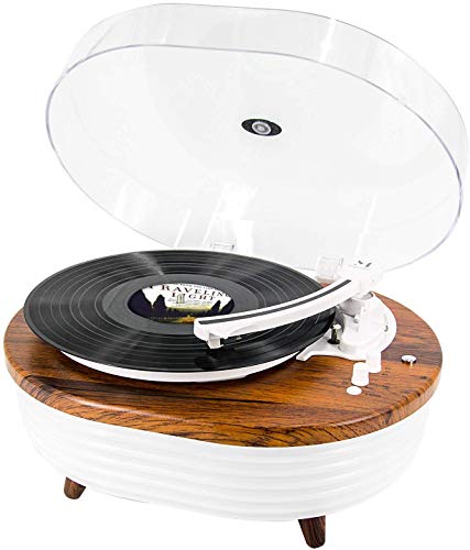 Record Player, Vintage 2-Speed Bluetooth Turntable with Built-in Stereo Speaker, 6 Lighting Modes Vinyl Record Player for 7/10/12inch Vinyl Records, Equipped RCA (Yellow Wood)