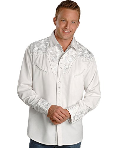 Scully Men's White Embroidered Gunfighter Shirt White Large