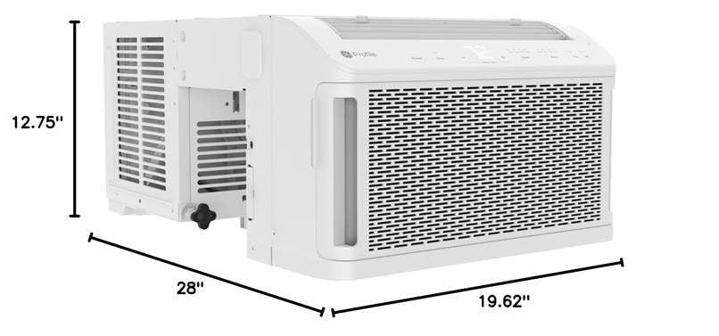 GE Profile ClearView Window Air Conditioner Unit, 6,100 BTU, U-Shaped Adjustable Depth, Cooling up to 250 sq ft., Ultra Quiet, SMART Home Capable, Includes Remote, White