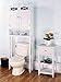 Teamson Home Dawson Wooden 2-Door Bathroom Etagere Over The Toilet Space Saver Cabinet with Interior Adjustable Shelf and Open Shelf, White with Chrome Knobs