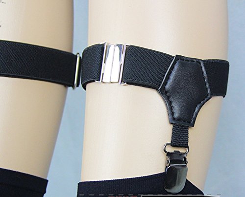Happylifehere2PCS Men Women Black Firm Sock Garters Suspenders Non-slip Locking Clamps Cosplay Costume Socks Accessory