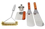 CONCORD 5 Piece Professional Grade Grill Griddle BBQ Accessories Tool Kit. With Natural Wood Handles