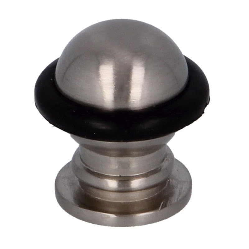 Amig - Door Stop | Ø22 x 30 mm | Floor Attachment with Invisible Screw | Elegant Retainer Against Bumps and Scuffs | Prevents Holders | Zamak Silver Gloss