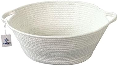 ICEBLUE White Color Natural cotton Woven Rope Nursery Decor Toys Organizer Storage Basket
