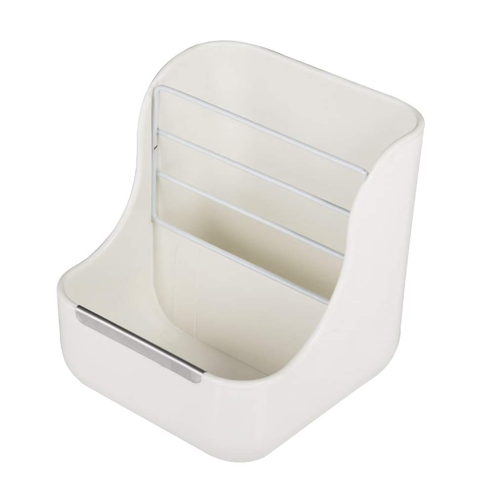 Food Bin Feeder Plastic Pet Rabbit Chinchillas 2 In 1 Feeder Bowls Small Animal Feeding Supplies (White)