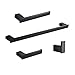 Hiendure 4-Piece Bathroom Accessory Set, Towel Bar, Toilet Paper Holder, Towel Rack,Robe Hook Included-304 Stainless Steel Black Painted Wall Mount