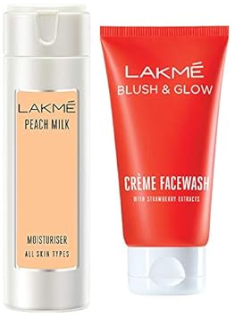 Lakme Peach Milk Moisturizer Body Lotion 200 ml & Lakme Strawberry Creme Face Wash, 100g