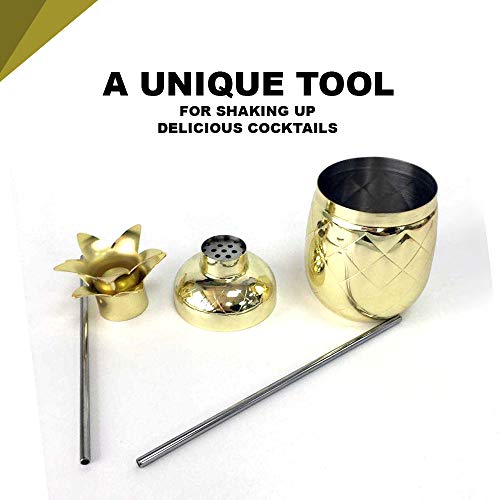MLMG Cocktail Shaker Cocktail Set Ananas Pineapple Metal Strohhalm Straw Barzubehör Bar Party Mixing Deko Geschenk… – Bild 3