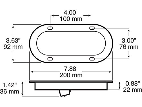 6 Inch Oval L.E.D Tail Light With Cyclops Back-Up Eye - Flange Mount Assembly