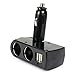 Usstre 2 USB Charger Supply+2 Socket Car Cigarette Lighter Extender Splitter Suitable for Cellphone(iPhone3G 3S,4G,4S,5G...), GPS, Ipod and PDA etc.