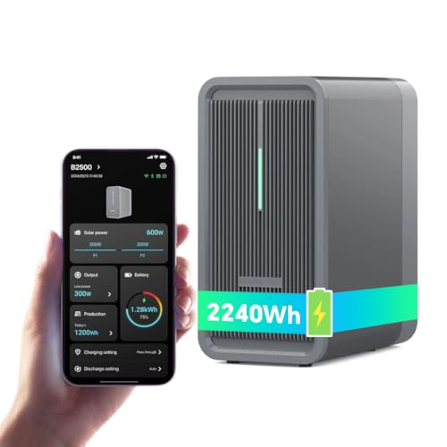 Marstek B2500 Balkonkraftwerk mit Speicher: 0% MwSt, 2240Wh LiFePO4 Akku Solarbank Speicher, 2 MPPTs, 1600W Max. PV Solareingang & 800W DC-Ausgang, App-Steuerung, IP65, Plug&Play, 6000 Ladezyklen thumbnail 1