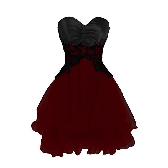 Tulle-Black-Short-Gothic-Prom-Homecoming-Dress-Cocktail-Gown-Burgundy-US-14
