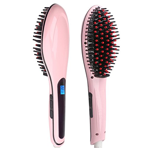 Electric Hot Hair Brush Ceramic Iron Salon Detangler Hair Straightener