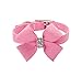 BINGPET BA2042 Bow Tie Crystal Boy Girl Dog Collar Fancy Designer Bling Rhinestone Collars for Dogs, Pink M