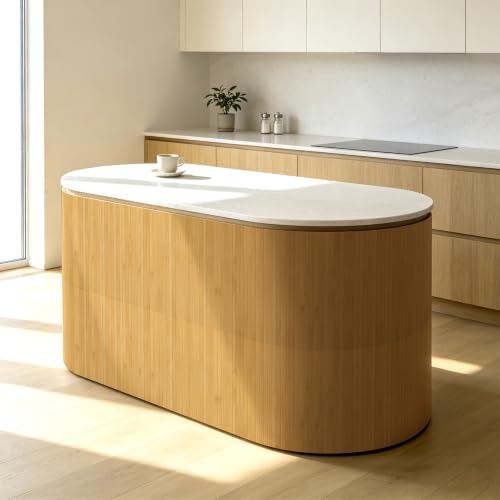 Vieshful 4 Pieces Bamboo Wall Panels (40 x 240 cm), Flexible Wood Cladding, Decorative Palillerie for Kitchen Island, Wall and DIY Furniture, Interior Ripped Slats, Carbonised