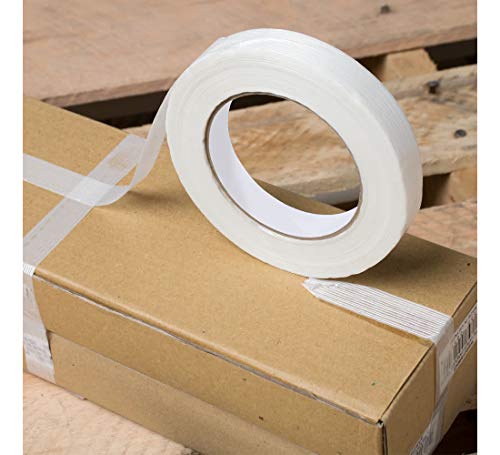 Brixwell 12 Rolls - Clear Filament Strapping Tape 3/4 Inch x 60 Yard Made in the USA